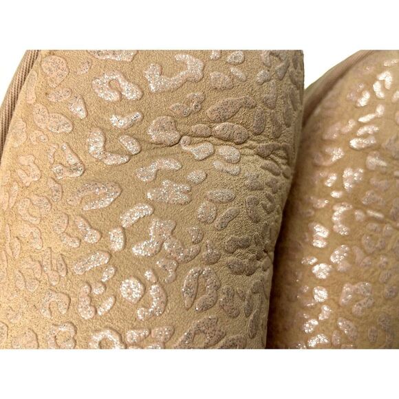 Ugg Classic Mini Snow Leopard Boot Size 8 Pink Metallic Glitter Ankle - Picture 11 of 16